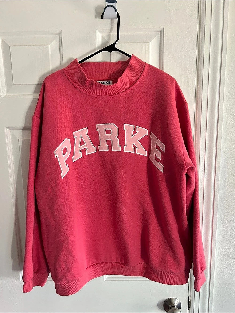 PARKE Varsity Mockneck Sweatshirt Logo Pink L/XL